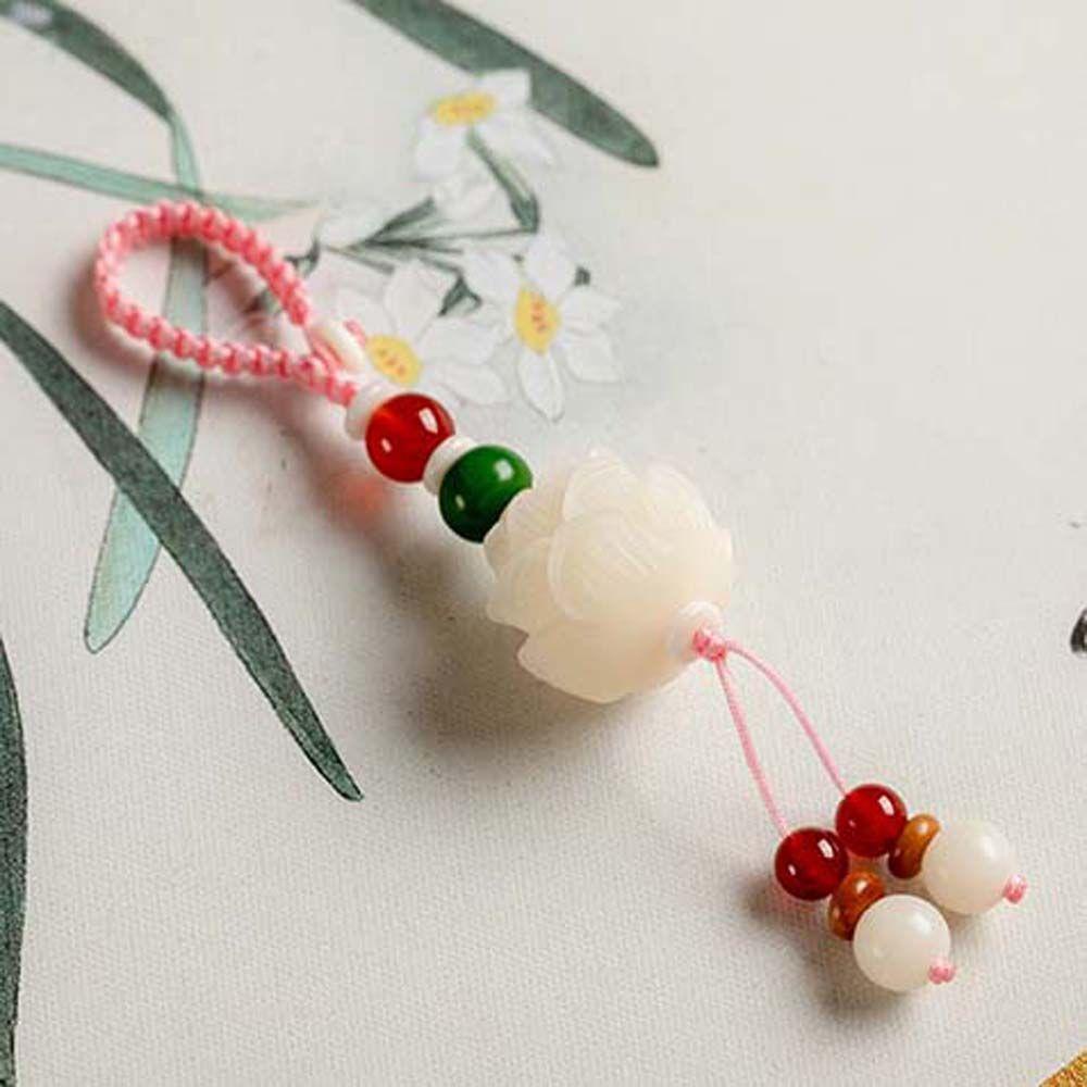 Móc Điện Thoại / Chìa Khóa Hình Hoa Sen May Mắn Handmade Chống Thất Lạc Phong Cách Bồ Đề Cổ Điển