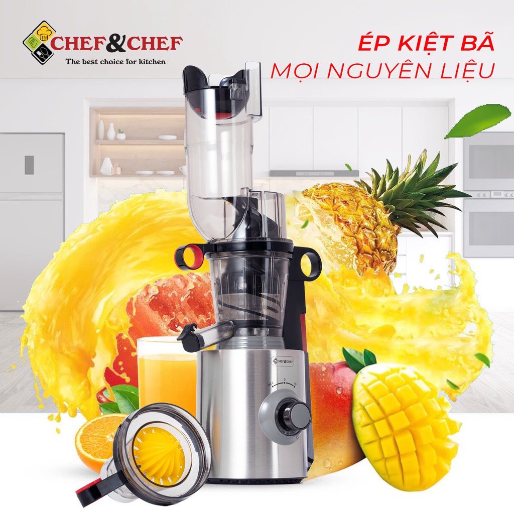 Máy Ép Chậm Tích Hợp Máy Vắt Cam Chef&amp;chef Ch-801d Công Suất 250w Ép Hoa Quả Nguyên Trái Siêu Kiệt Bã