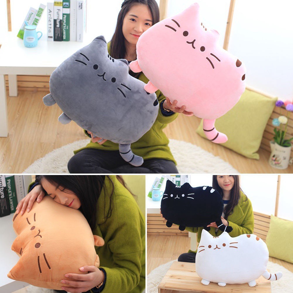 Gối Nhồi Bông Dễ Thương Hình Mèo Cà Phê