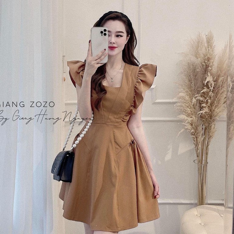 Đầm Nâu Tây Thiết Kế Xòe Cánh Tiên