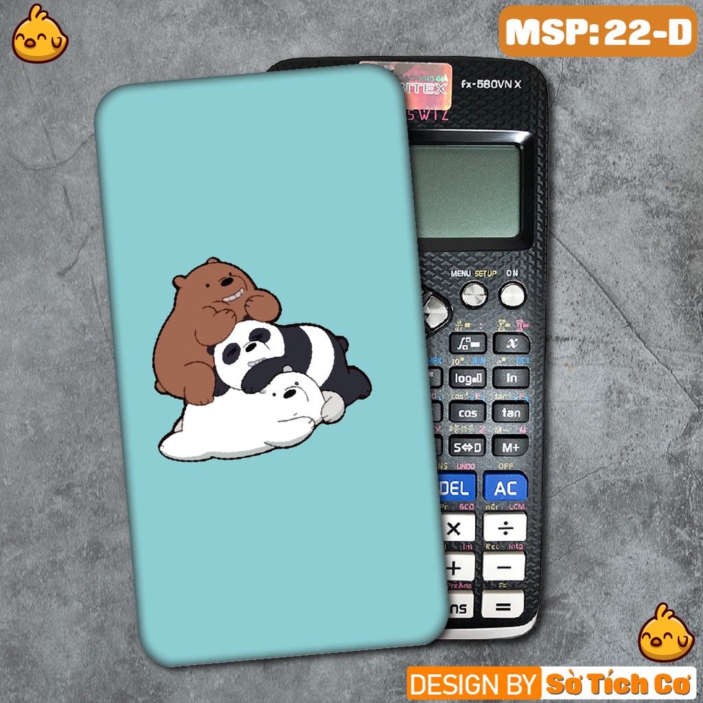Miếng decal dán máy tính fx-570, fx-580, fx-880, Casio, Vinacal,... hình We Bare Bear MSP: 22