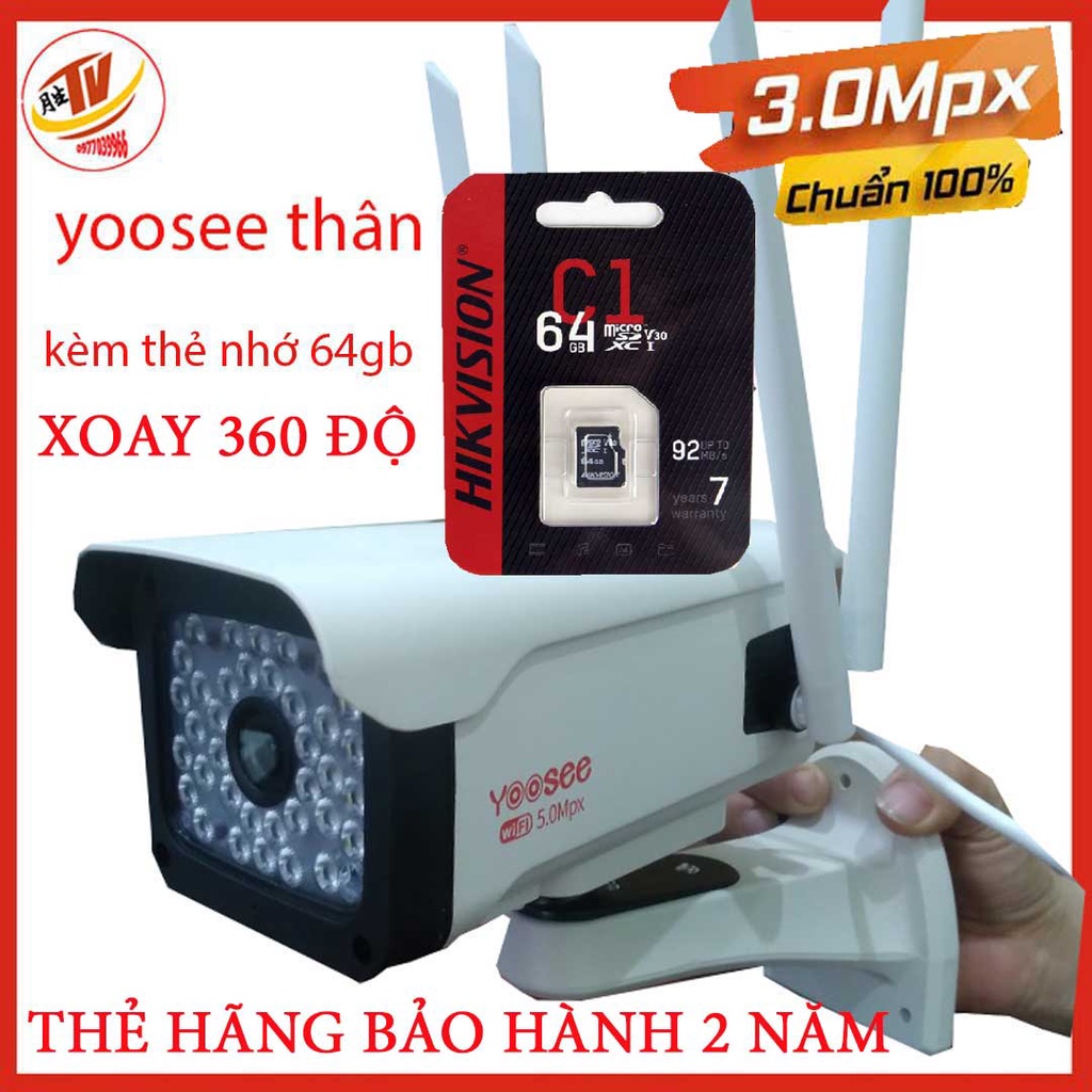 Camera wifi 3.0 ngoài trời xoay 360 độ- trong nhà camera yoosee 4 Râu 3.0 Mpx full hd 1080p