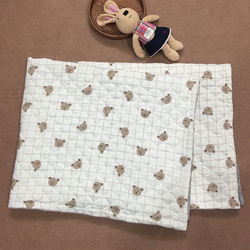 Chăn trần bông xô muslin lót nỉ nhung mềm mịn cao cấp 100x140cm