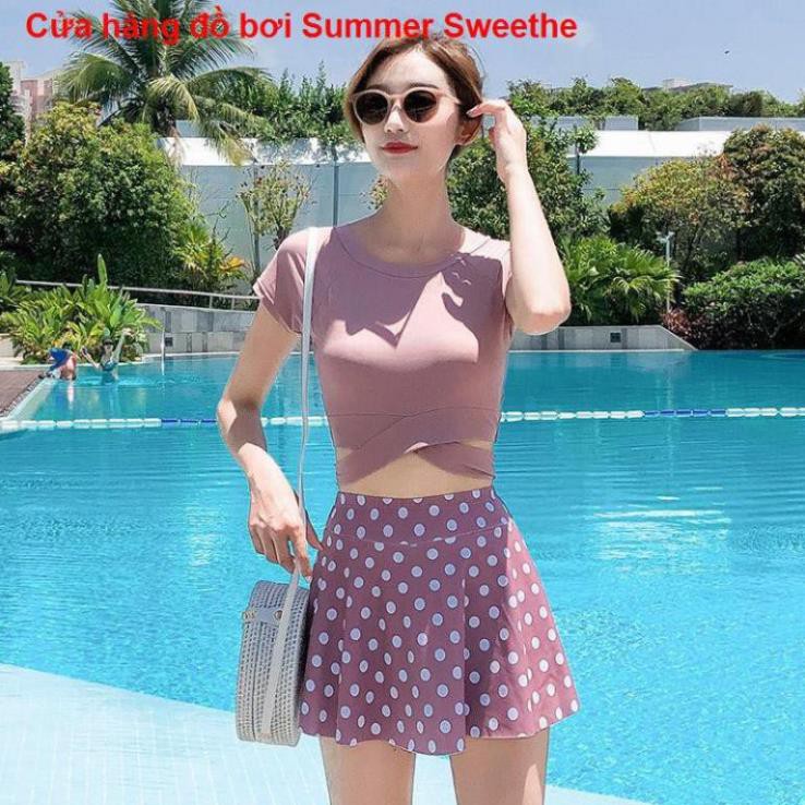 Tiên nữ áo tắm Fan Xian mỏng manh và bảo thủ hai mảnh lưới xẻ tà màu đỏ suối nước nóng bikini cỡ lớn sexy <1  ྇
