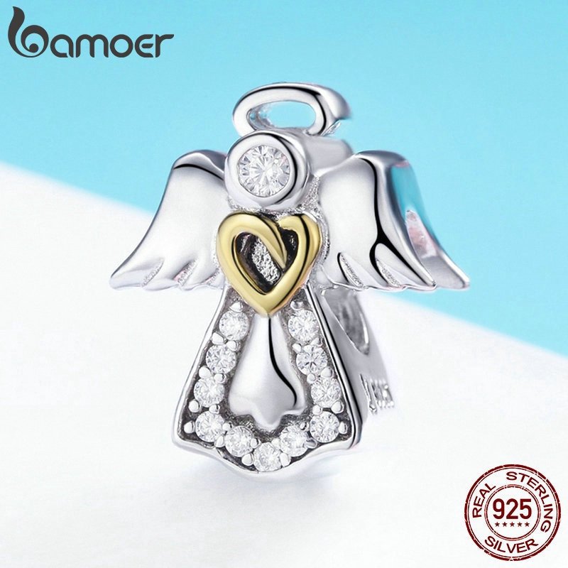 Phụ Kiện Hạt Trang Sức Bamoer Bằng Bạc S925 Hình Thiên Thần Thời Trang Cho Nữ
