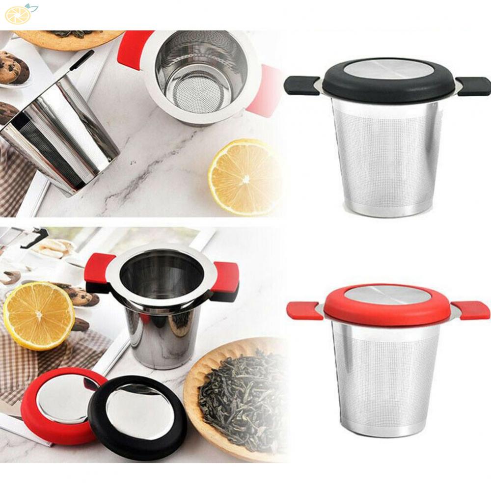 【VARSTR】Tea Leaf Strainer. Stainless Steel Tea Infuser With Handle Lid Black/Red Coffee