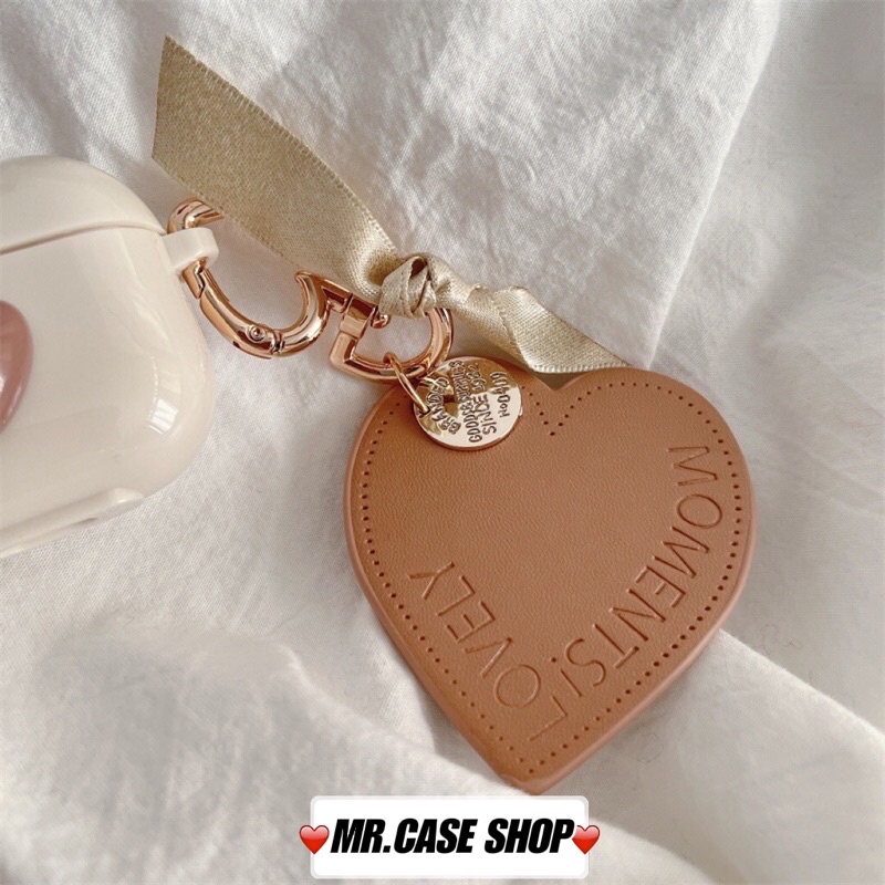 Case Airpods 1/2 /Pro Vỏ Ốp Tai Nghe Hình Tim Silicon Kèm Móc Khoá Tim  - Mr.Case AirPods