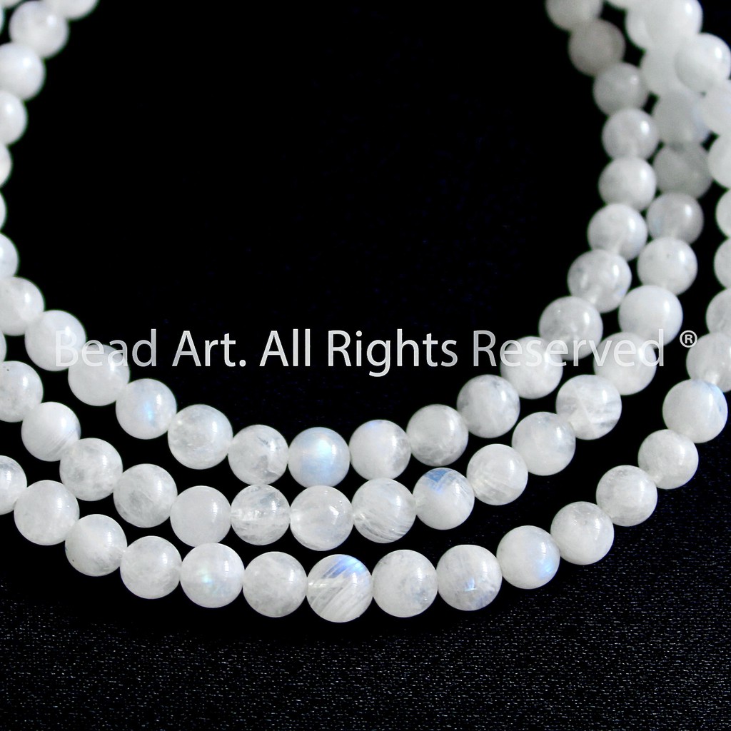 5 Hạt/10 Hạt Đá Ánh Trăng (Mo.onstone) Ánh Cầu Vồng 4.5m (Loại B), Đá Phong Thuỷ, Kim, Thuỷ S50 - Bead Art