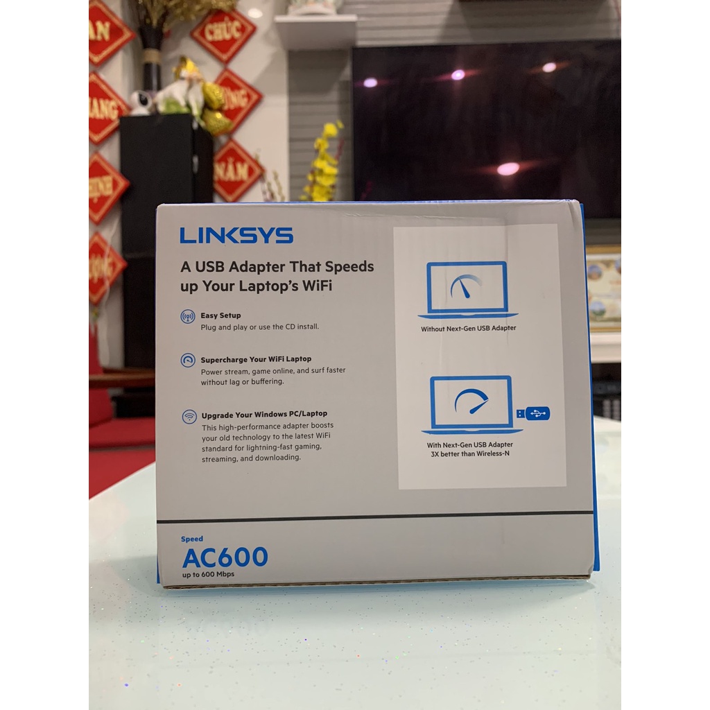 Bộ thu wifi Usb Linksys Maxstream  Ac600mb, hàng US về nguyên hộp, tốc độ ổn cực nhanh ổn định.
