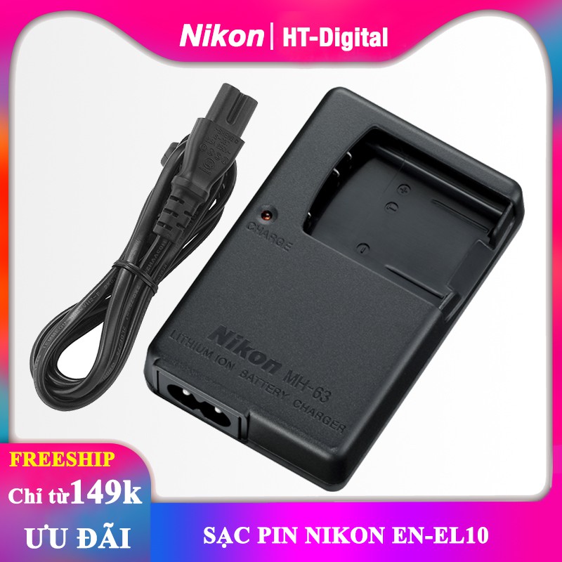 Sạc Pin Nikon EN-EL10 MH-63 cho máy ảnh Nikon S5100 S80 S4000 S3000 S570 S230 S220 S60 S600 S520 S210 (Bảo hành 6 tháng)