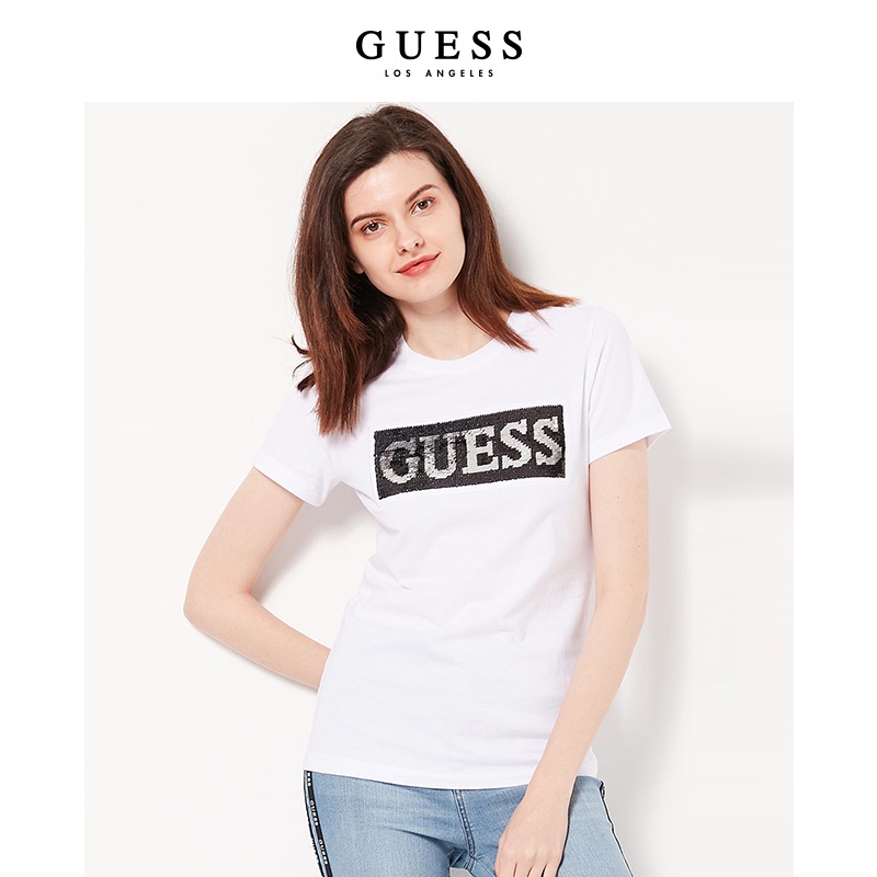 Áo Thun Tay Ngắn Màu Trơn In LOGO Guess Thời Trang Cho Nam Và Nữ Mã YJ2K6435