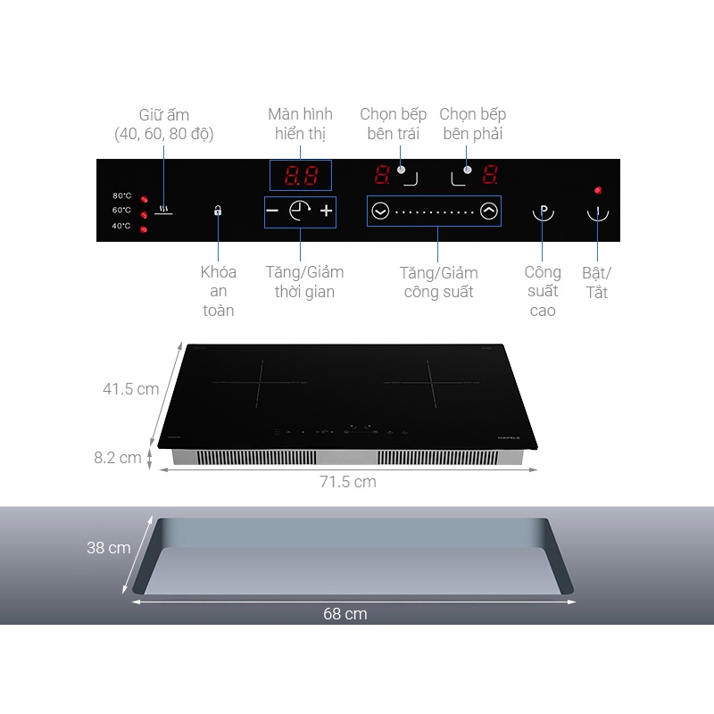 BH 3 năm - Bếp từ đôi Hafele HC-I2712A