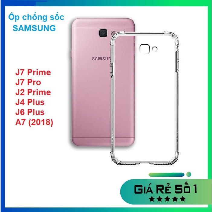 Ốp lưng chống sốc trong suốt gờ 4 góc cho Samsung J7 Prime/ J7 Pro/ J2 Prime/ J4 Plus/ J6 Plus/ A7 (2018)