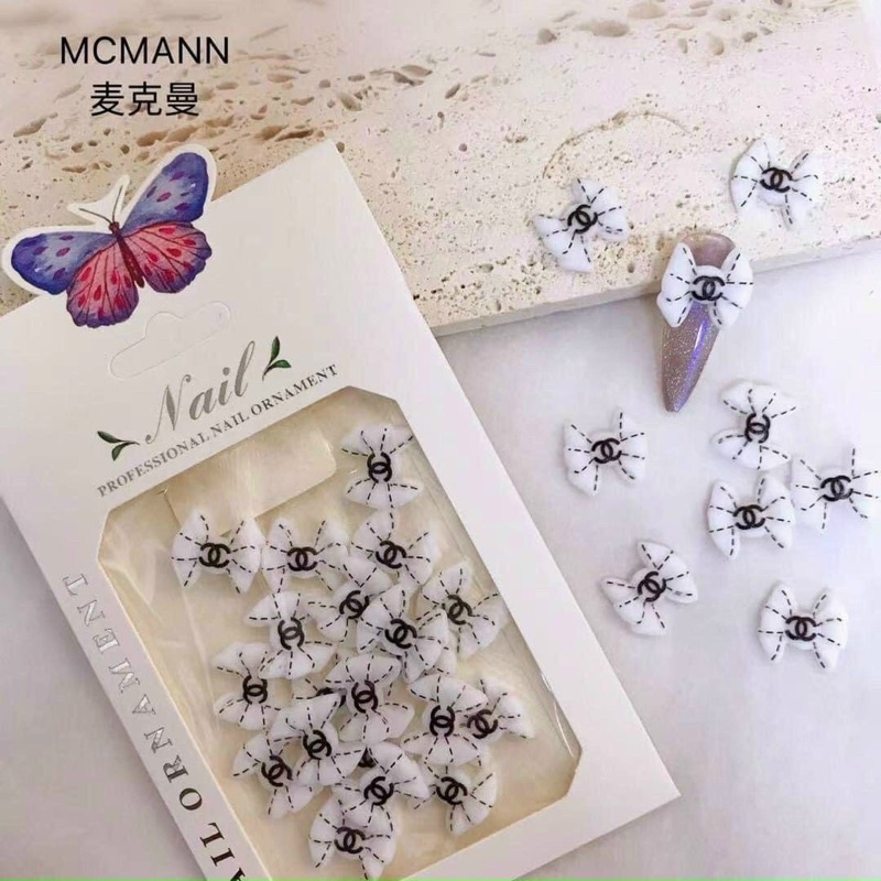 Set charm nơ, thương hiệu, phụ kiện đính móng cao cấp
