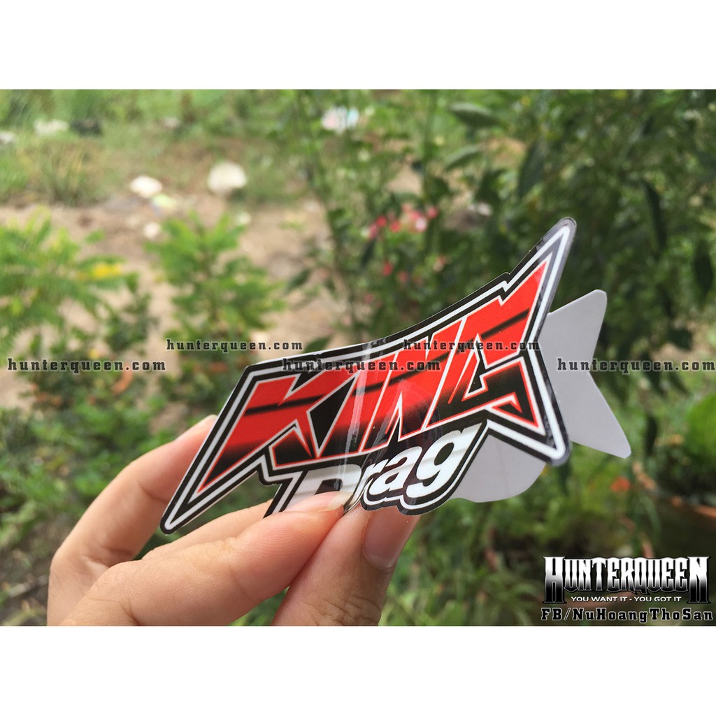 Cặp chữ KingDrag xanh / đỏ [10x3.5cm]. Tùy chọn in màu khác theo ý khách. Decal hình dán logo chống nước