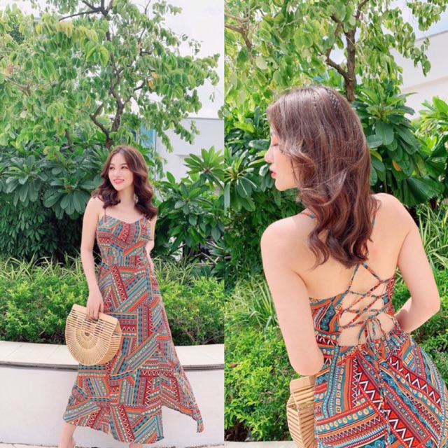 ĐẦM MAXI THỔ CẨM ĐAN LƯNG