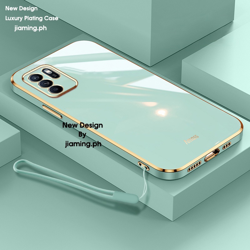 Ốp Điện Thoại Mềm Màu Kẹo Thiết Kế Sang Trọng Có Dây Đeo Cho OPPO Reno 6Z 2022