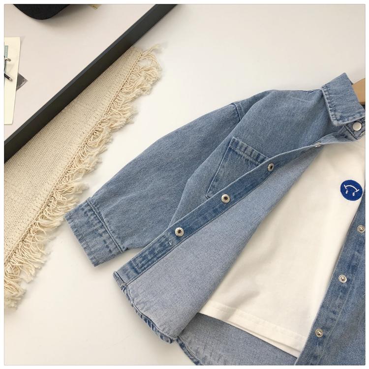 Áo sơ mi vải denim tay dài thời trang cho bé trai