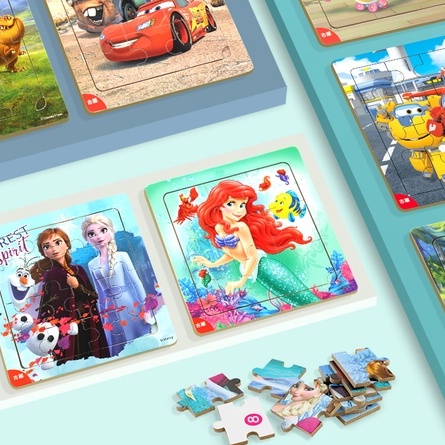 Tranh Xếp Hình Cho bé 16 ô bìa cứng - Bộ xếp hình trẻ em Puzzle kích thích sáng tạo Duashop