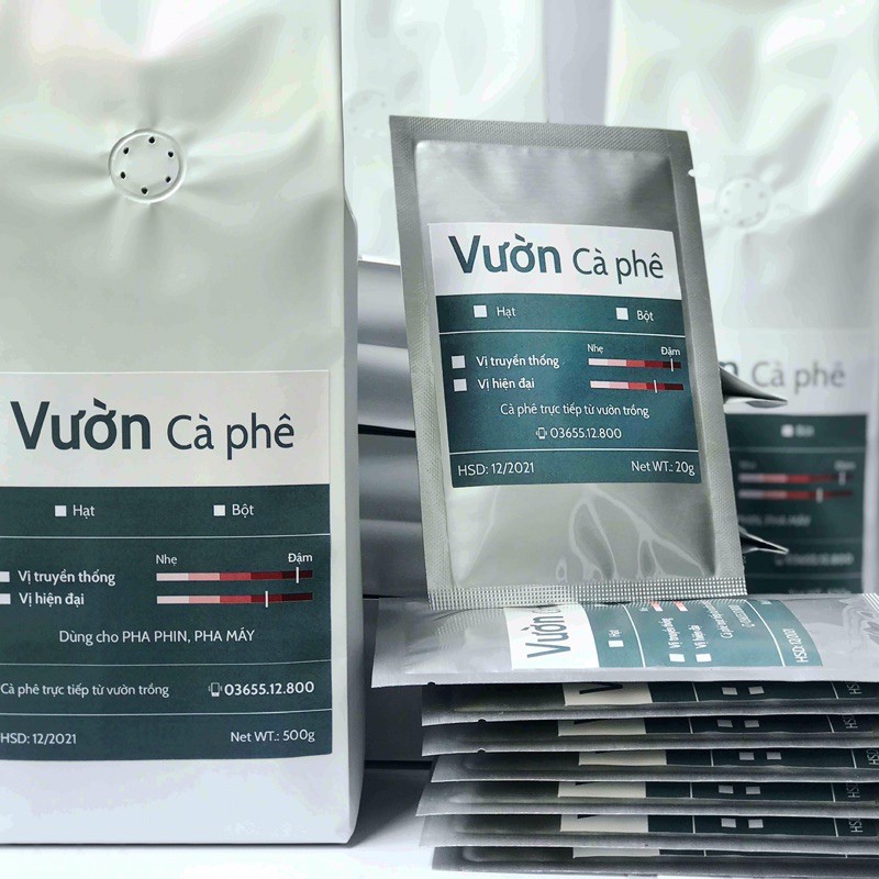 500G Cà phê VỊ HIỆN ĐẠI, Arabica phối hợp Robusta rang xay nguyên chất, pha phin pha máy Vườn Cà phê