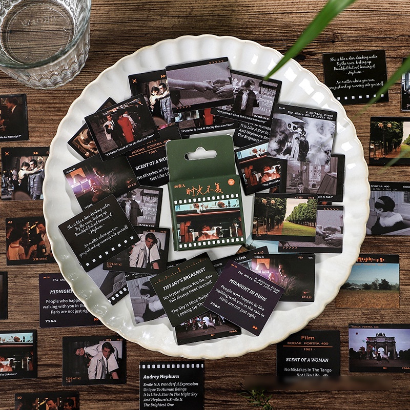 Hộp 46 Nhãn dán sticker Phim trang trí sổ tay bullet journal M489