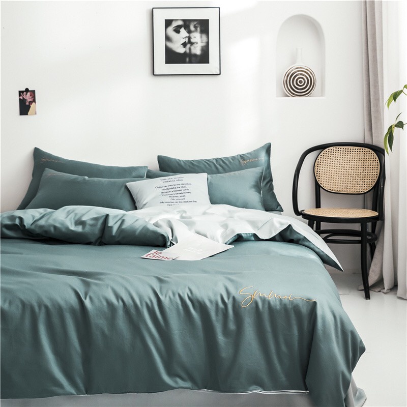 Bộ chăn ga gối lụa sunoi EMMIBEDDING STORE các mẫu phối màu bst2