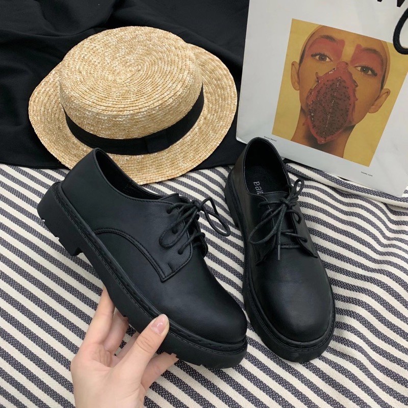 CÓ SẴN ẢNH THẬT Giày Oxford nữ da mềm đế bằng, oxfords mũi tròn màu đen trơn fullbox Hà Nội | BigBuy360 - bigbuy360.vn