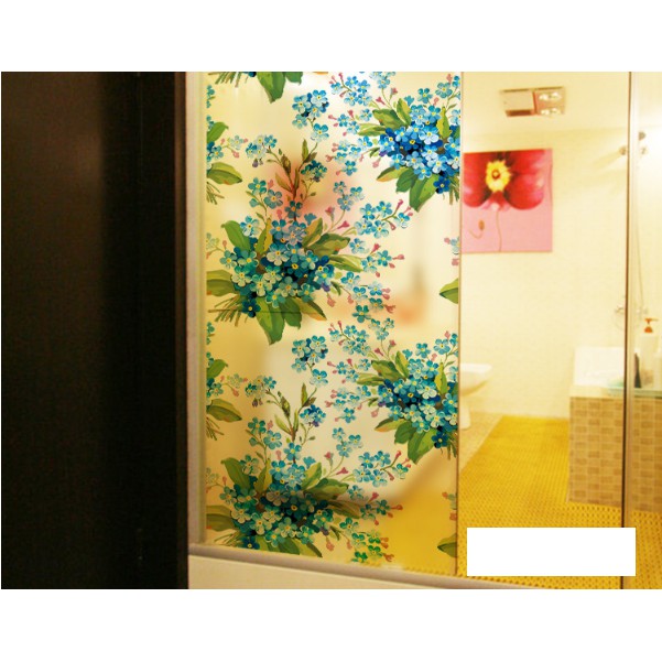 Decal dán kính cao cấp - Hoa Chùm Xanh ( 60x58cm )