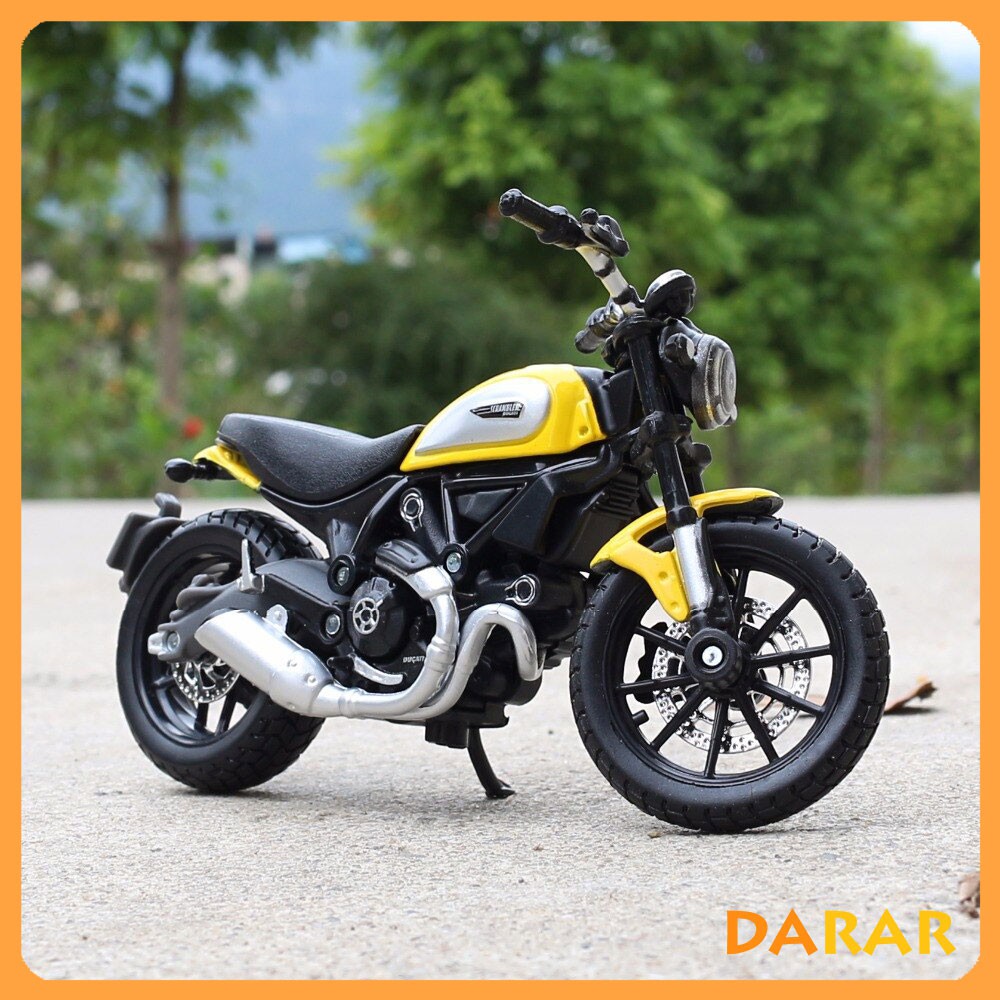 XE MÔ HÌNH - MOTO DUCATI SCRAMBLER YELLOW - MAISTO tỷ lệ 1:18