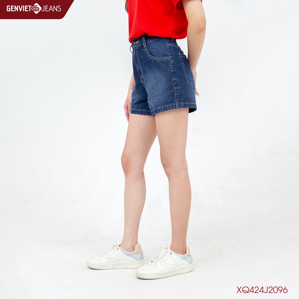 Quần Short Jeans Nữ GENVIET Suông Boxy Fit XQ424J2096