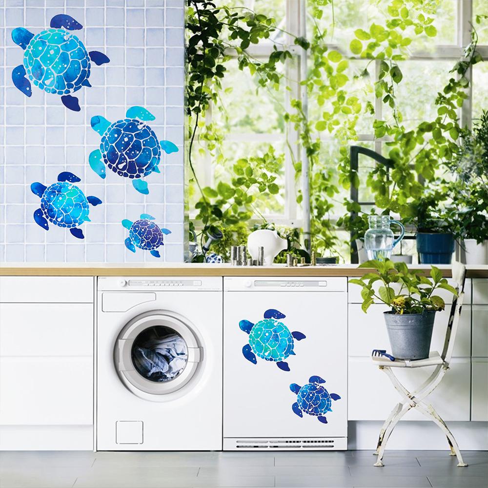Set 2 / 12 Sticker Dán Tường Hình Rùa Biển Chống Thấm Nước Trang Trí Văn Phòng