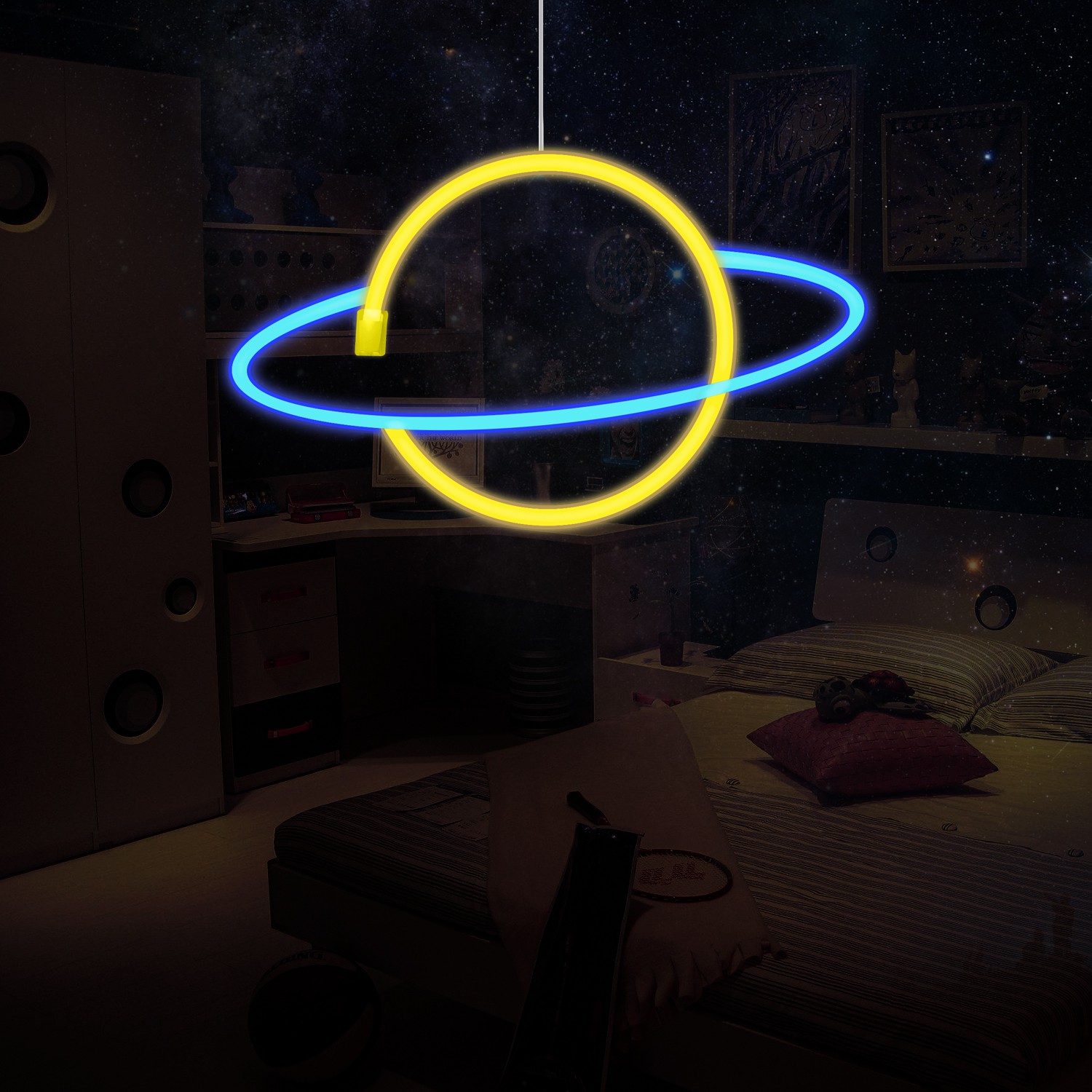 Đèn Led Neon 2 Trong 1 Hình Hành Tinh Sạc Usb Trang Trí Nhà Cửa / Quán Bar