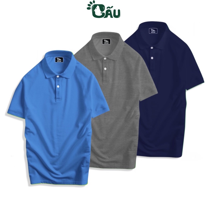 Áo thun Polo GẤU 194 Trơn Unisex vải cá sấu Poly co dãn 4 chiều dày dặn form gerular fit - PL TRƠN 05