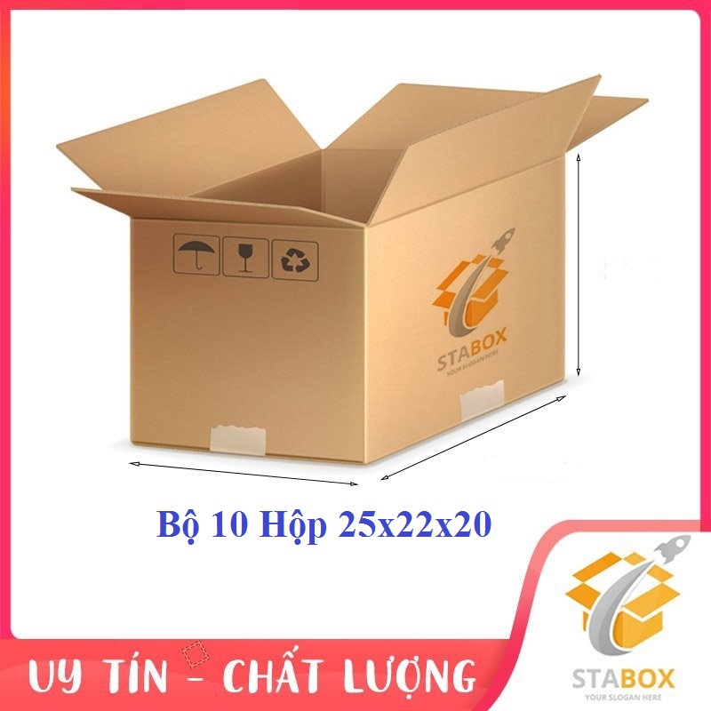 Bộ 10 Hộp Carton 25x22x20 Cm Hộp Carton Giá Rẻ