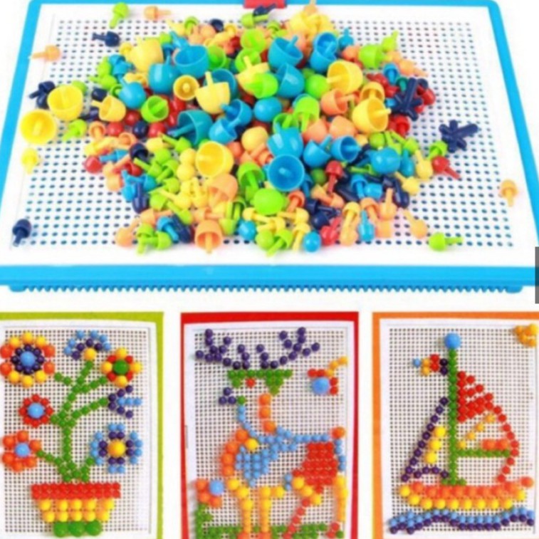 Đồ chơi xếp hình hạt 296 chi tiết hạt nấm cho bé