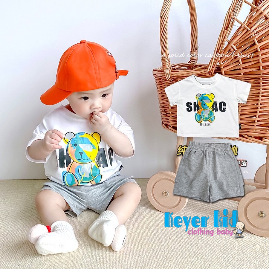 [TẶNG TẤT ĐƠN 150K] Sét Bộ Bé Trai Mặc 6-22KG, Vải Cotton Hình In  Hoạt Hình Gấu 3D KEYER KID VN SZ35