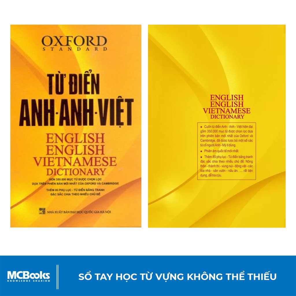 Sách - Từ Điển Anh Anh Việt Phiên Bản Bìa Cứng Màu Vàng - Giải Nghĩa Đầy Đủ Ví Dụ Phong Phú