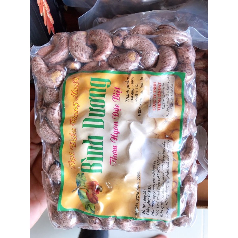 Hạt điều cội loại 1 rang muối 500g (vỏ lụa)