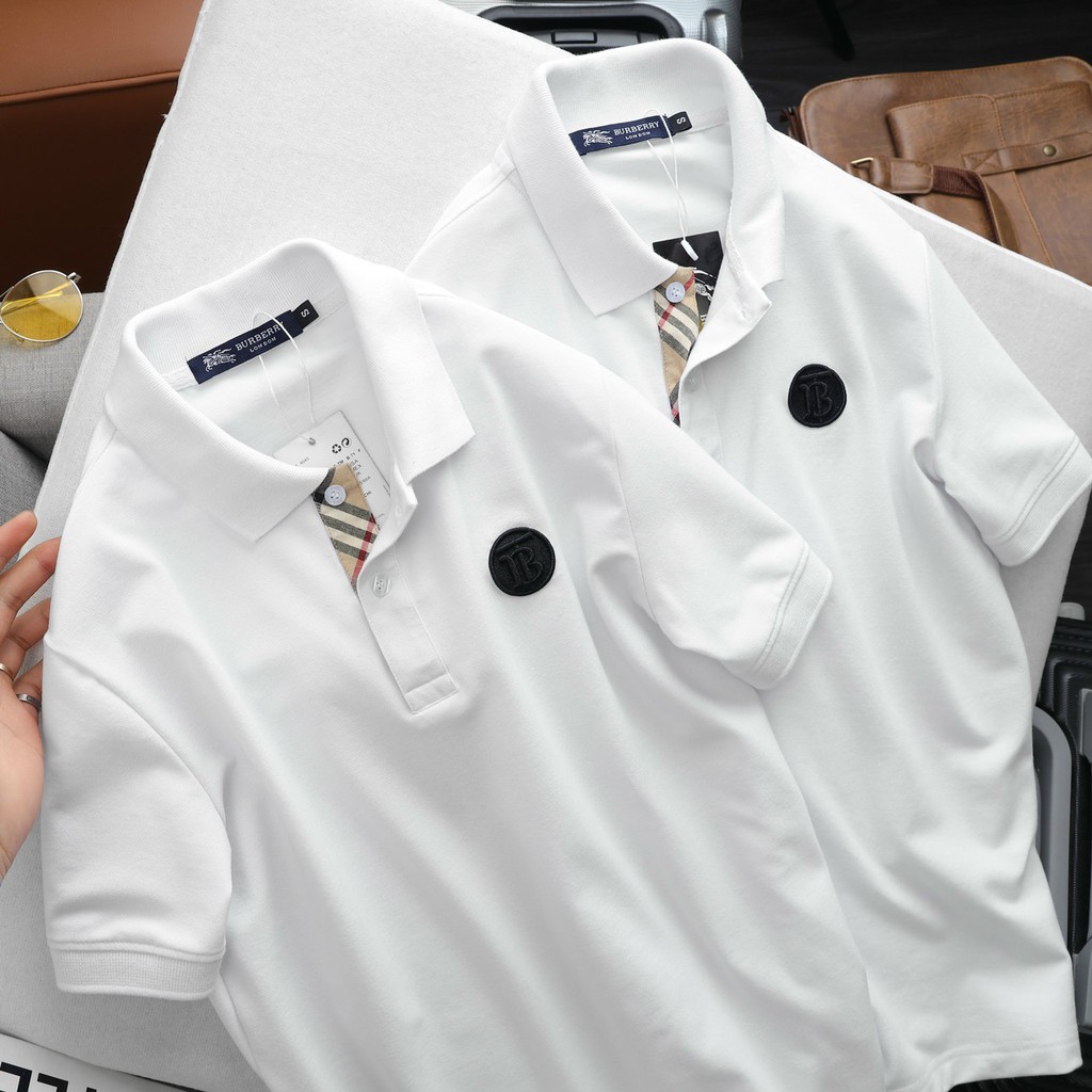 Áo polo nam Burberry phối cổ chất liệu Cotton 100% dày đẹp, áo nam polo form slim chuẩn hàng xuất, áo cộc nam 2021 | BigBuy360 - bigbuy360.vn