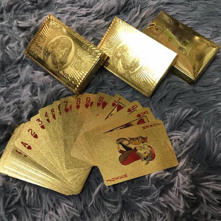 Bộ Bài Tây Mạ Vàng 24K💖FREESHIP💖Bộ Bài Tây Mạ Vàng May Mắn Tài Lộc