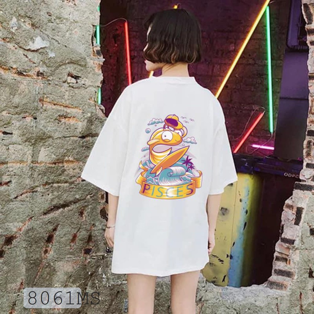 ÁO THUN UNISEX SONG NGƯ Pisces 12 CUNG HOÀNG ĐẠO AOMI 8061MS TAY NGẮN TAY LỠ NAM NỮ CHẤT VẢI LOẠI MỘT
