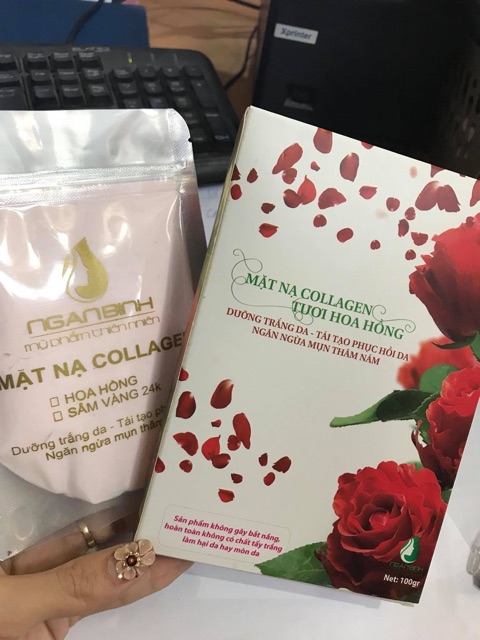 Bột mặt nạ đắp mặt collagen tươi hoa hồng