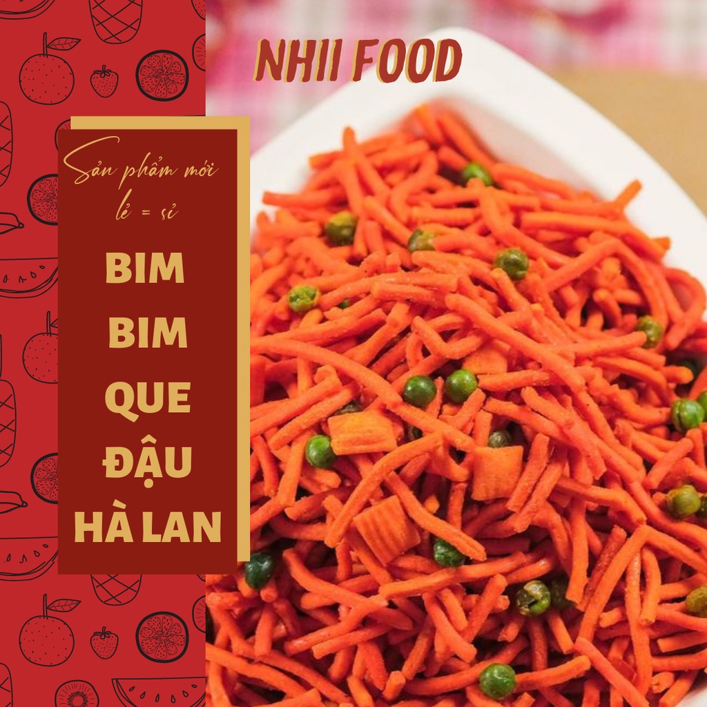 1KG Bim bim que đậu hà lan giòn ngon đậm vị NHII FOOD thực phẩm sạch nhà làm