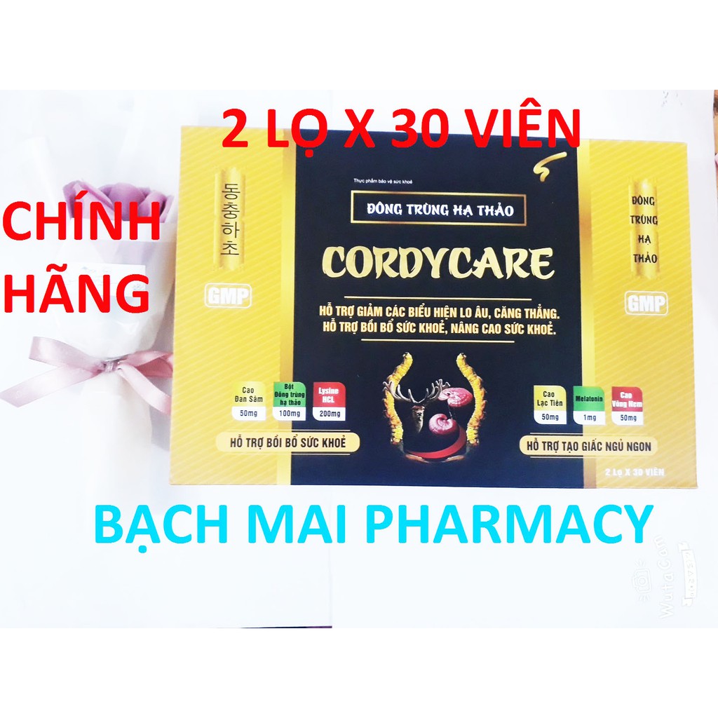 Viên uống ĐÔNG TRÙNG HẠ THẢO CORDYCARE, hỗ trợ tạo giấc ngủ ngon, hỗ trợ bồi bổ sức khỏe và tăng sức đề kháng cho cơ thể