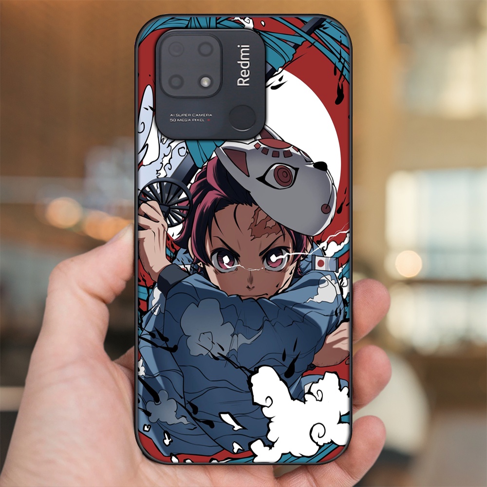 Ốp lưng Xiaomi Redmi 10C viền đen in hình Tanjiro Kimetsu No Yaiba