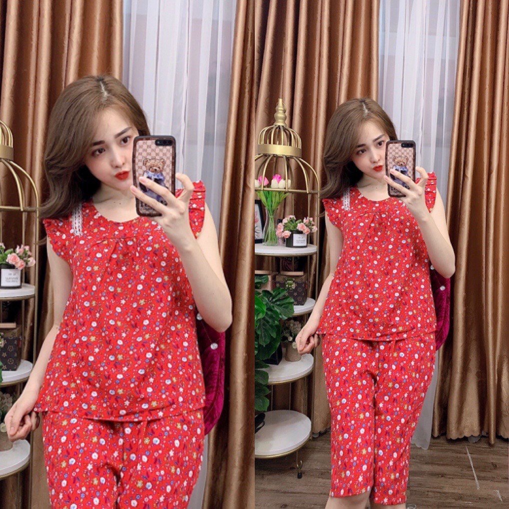 ĐỒ BỘ MẶC NHÀ - ĐỒ BỘ LỤA HỌA TIẾT HOA DỄ THƯƠNG - LUA24
