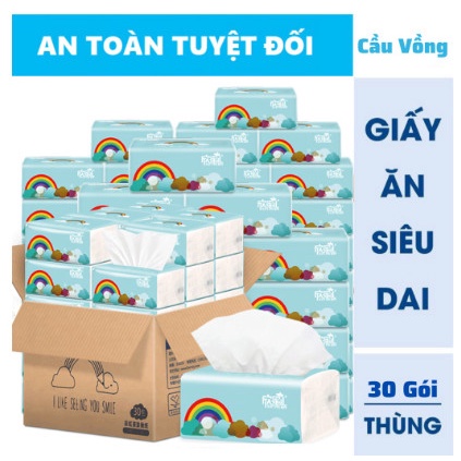 Giấy Ăn Cầu Vồng Thùng 30 Gói Chuẩn Hàng Loại 1 Siêu Dai Siêu Mềm Mịn