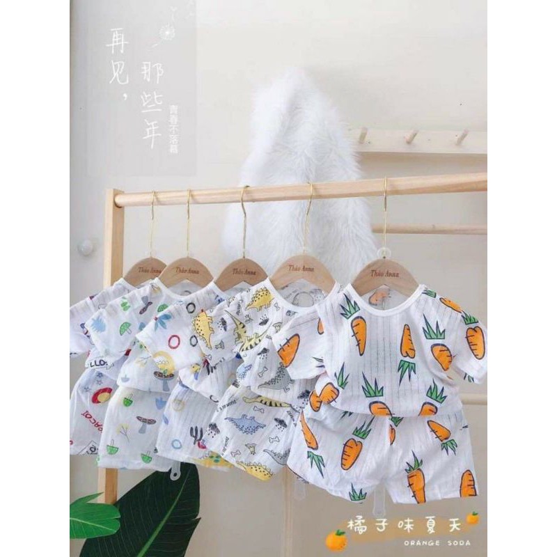 Sét 5 bộ cotton giấy cộc tay cho bé sz 6-15 kg