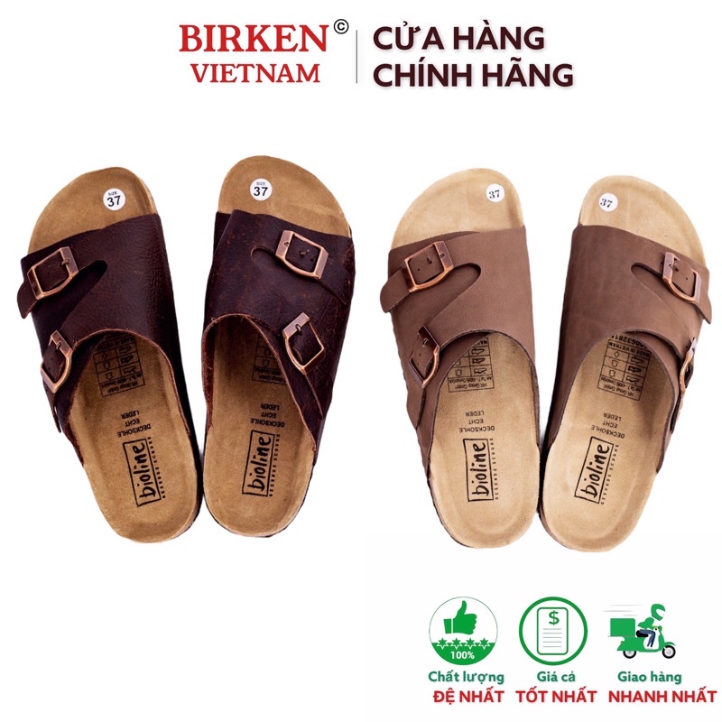 Dép birken vietnam da bò UNISEX xuất khẩu châu âu mã D19 bioline
