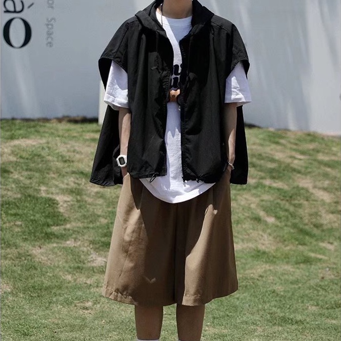 Áo Khoác Hoodie Sát Nách Màu Trơn Dáng Rộng Phong Cách Hàn Quốc Thời Trang Cho Nam Và Nữ